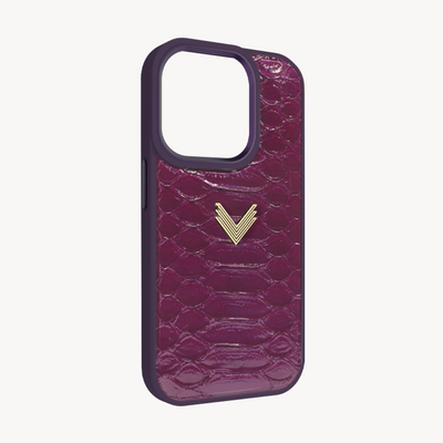 iPhone 14 Pro Phone Case, Python Leather, Antique VLogo