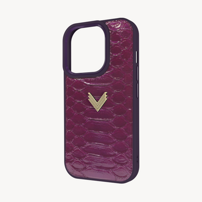 iPhone 14 Pro Phone Case, Python Leather, Antique VLogo