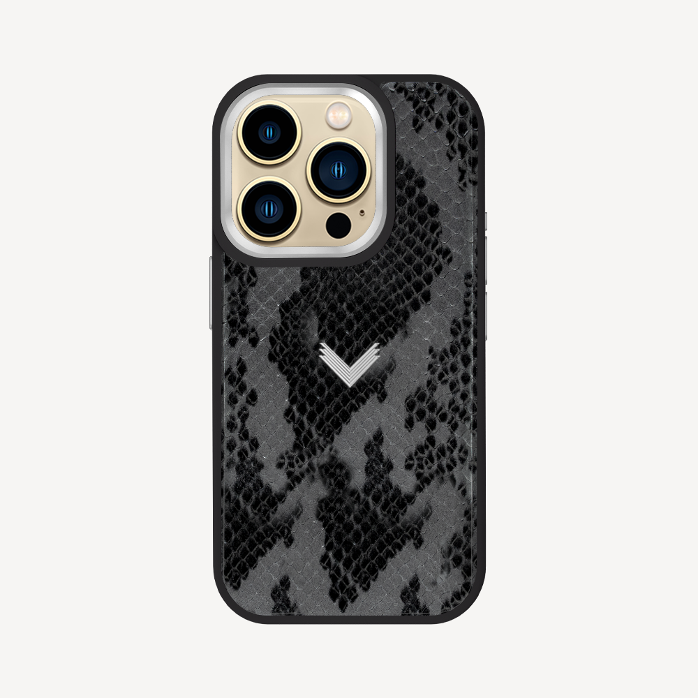 iPhone 14 Pro Phone Case, Python Leather