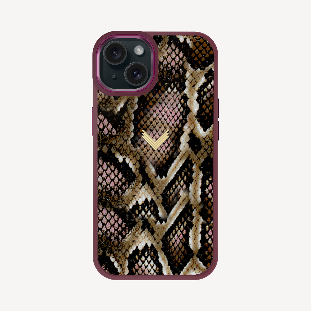 iPhone 15 Phone Case, Python Leather