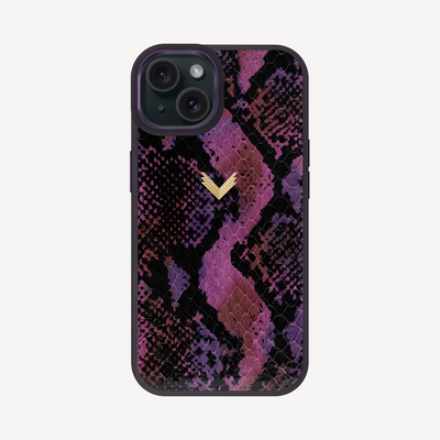 iPhone 15 Phone Case, Python Leather