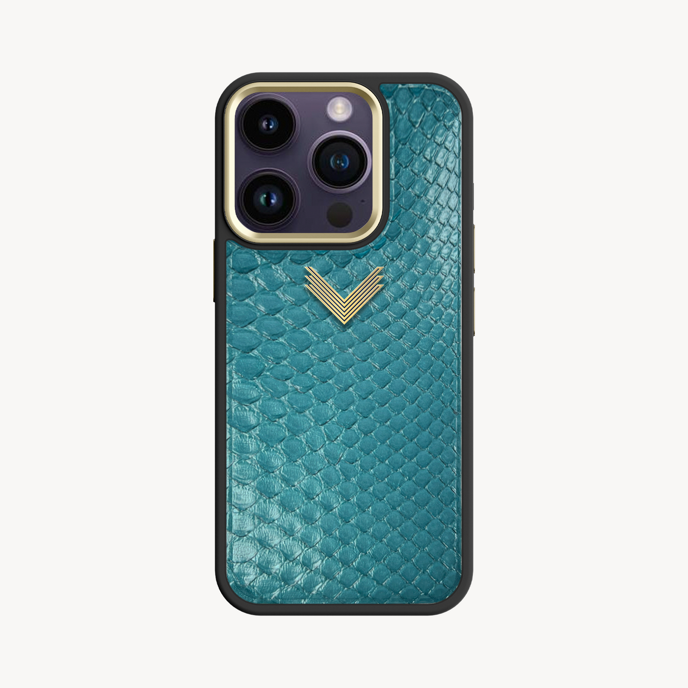 iPhone 14 Pro Phone Case, Python Leather, Antique VLogo