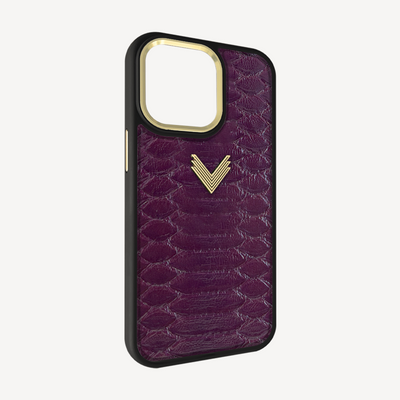 iPhone 14 Pro Max Phone Case, Python Leather, Antique VLogo