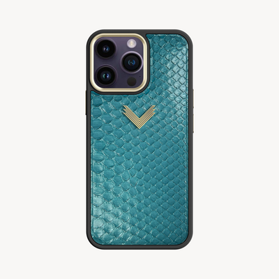 iPhone 14 Pro Max Phone Case, Python Leather, Antique VLogo