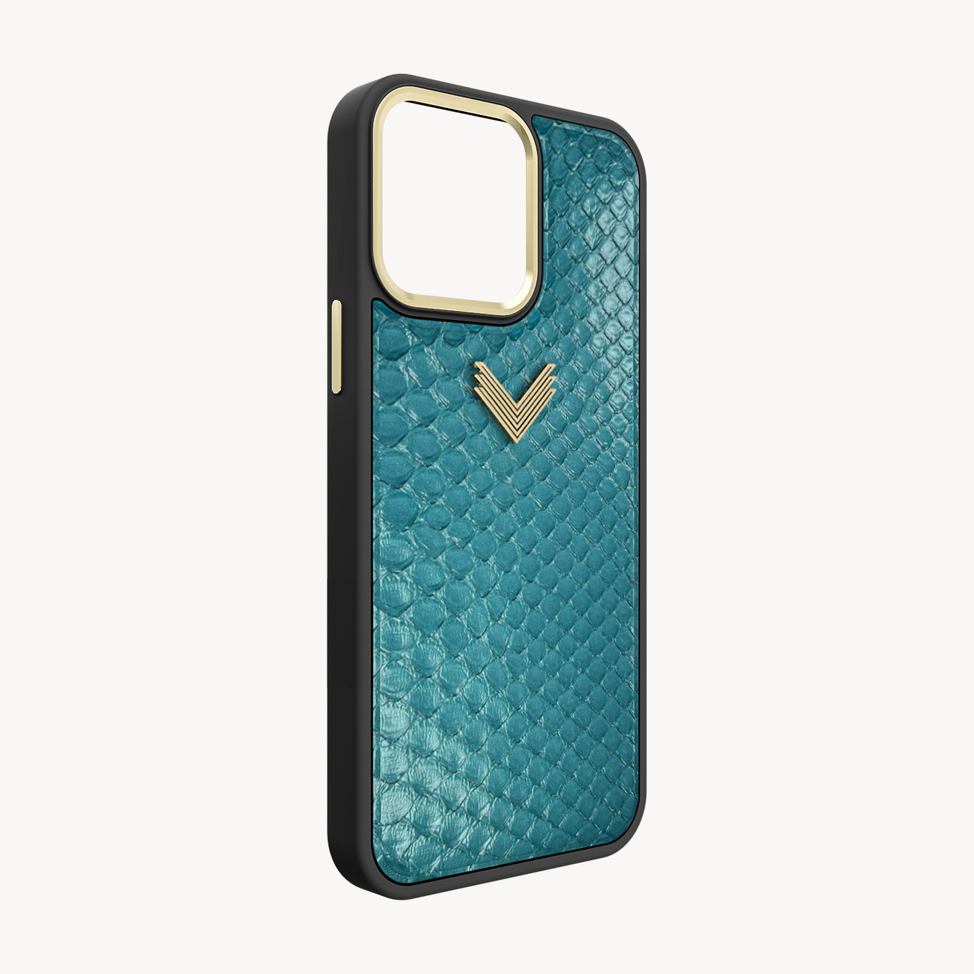 iPhone 14 Pro Phone Case, Python Leather, Antique VLogo