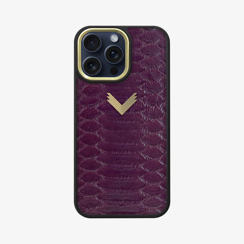 iPhone 15 Pro Max Phone Case, Python Leather, Antique VLogo