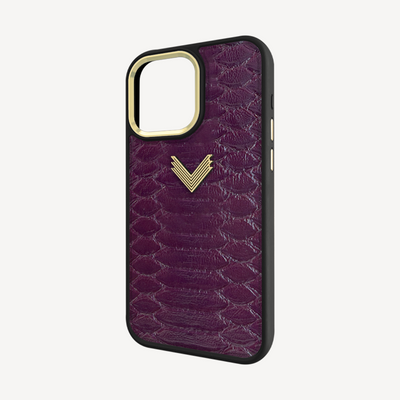 iPhone 15 Pro Max Phone Case, Python Leather, Antique VLogo