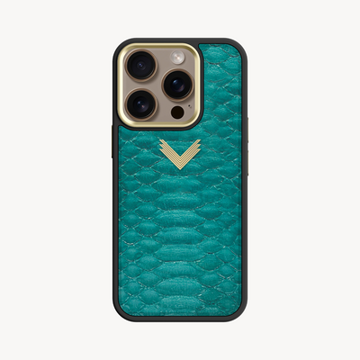 iPhone 16 Pro Phone Case, Python Leather, Antique VLogo