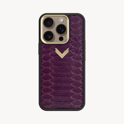 iPhone 16 Pro Phone Case, Python Leather, Antique VLogo