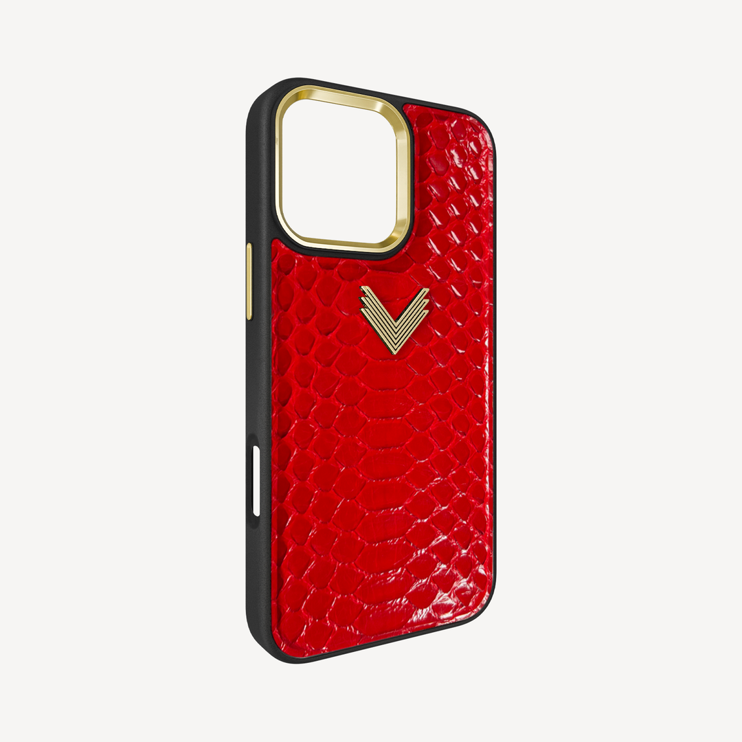 iPhone 16 Pro Phone Case, Python Leather, Antique VLogo