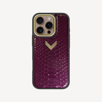 iPhone 16 Pro Phone Case, Python Leather, Antique VLogo