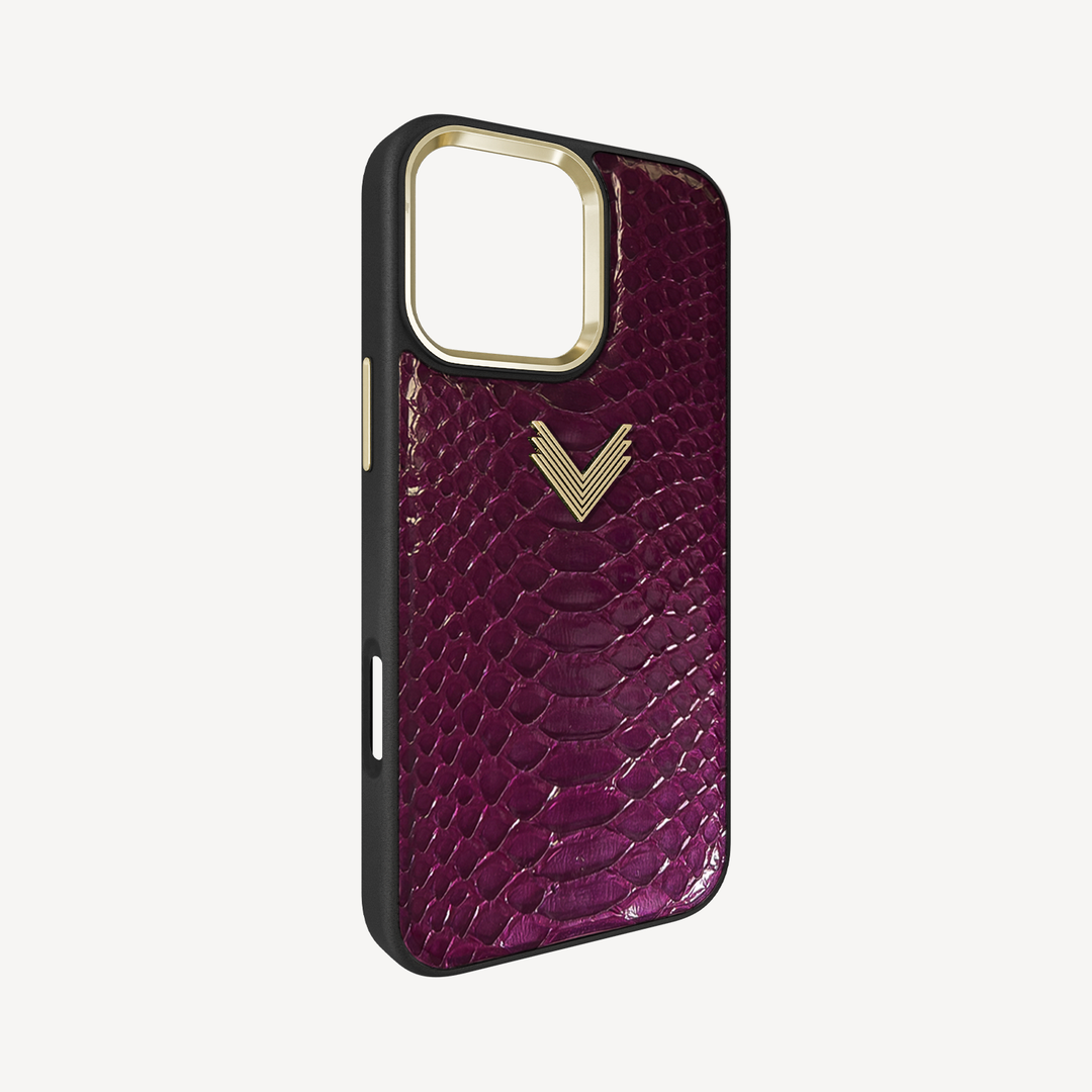 iPhone 16 Pro Phone Case, Python Leather, Antique VLogo