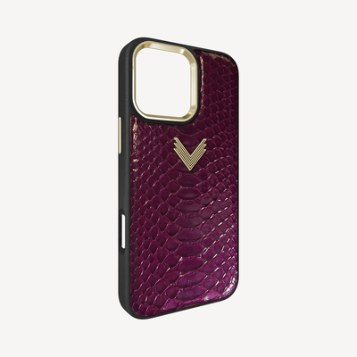 iPhone 16 Pro Phone Case, Python Leather, Antique VLogo