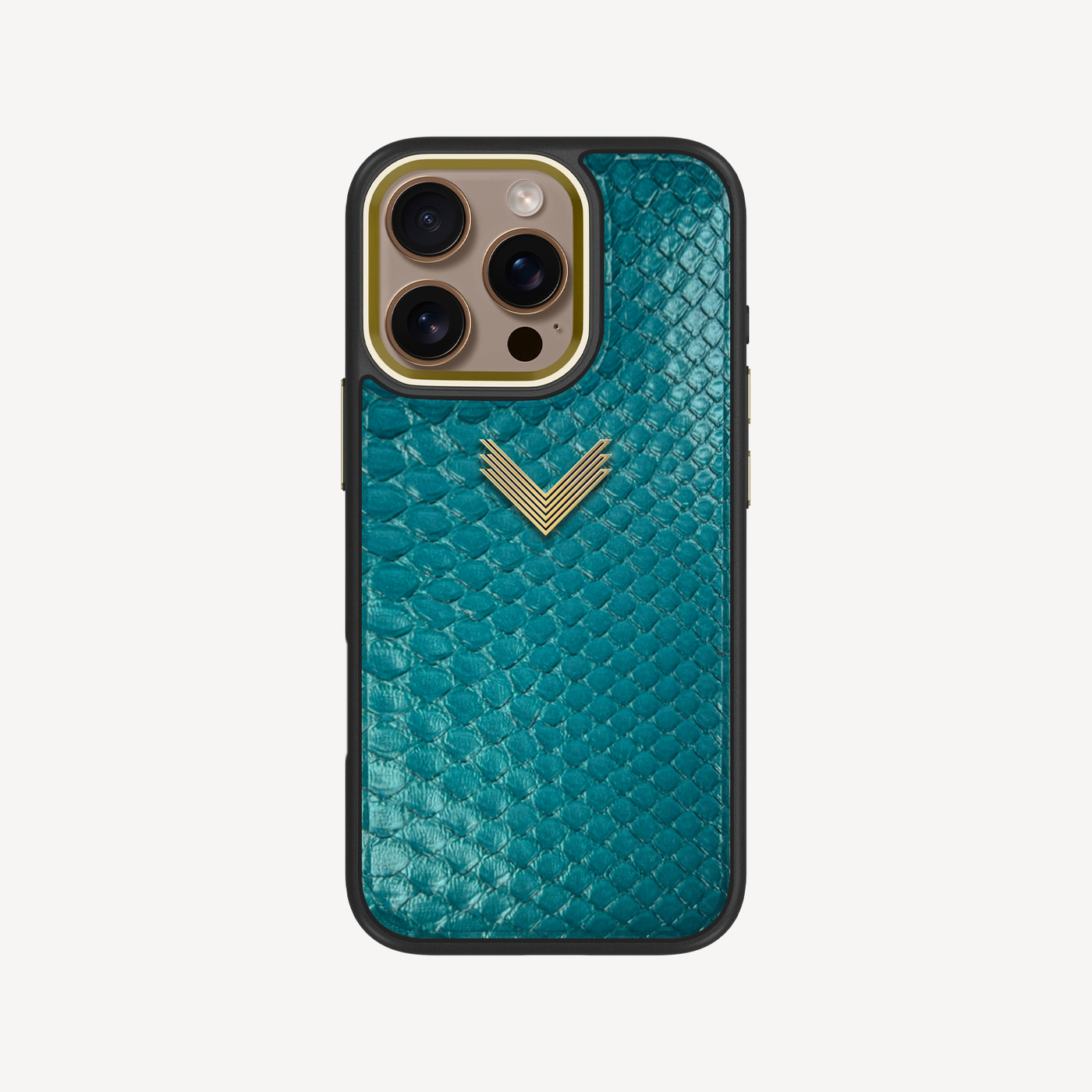 iPhone 16 Pro Phone Case, Python Leather, Antique VLogo