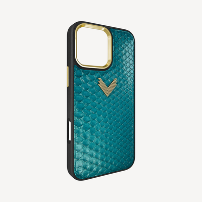 iPhone 16 Pro Phone Case, Python Leather, Antique VLogo