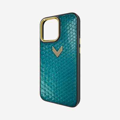 iPhone 16 Pro Phone Case, Python Leather, Antique VLogo