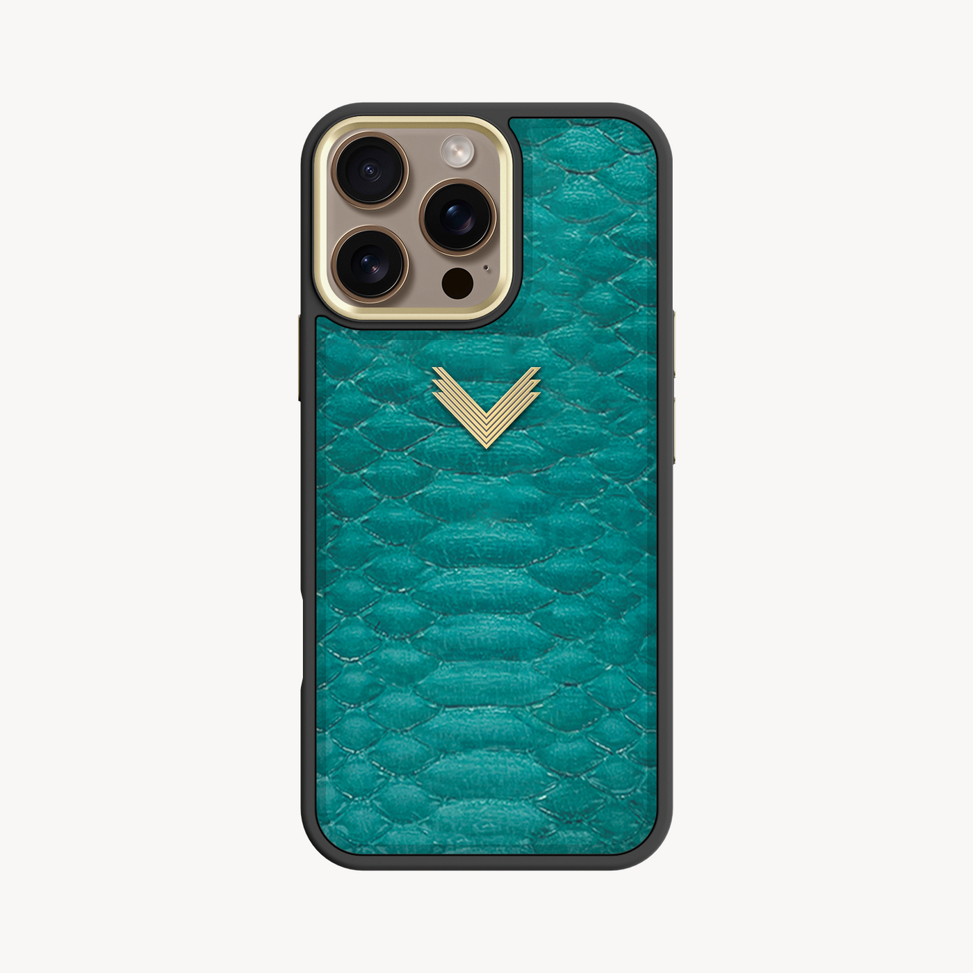 iPhone 16 Pro Max Phone Case, Python Leather, Antique VLogo