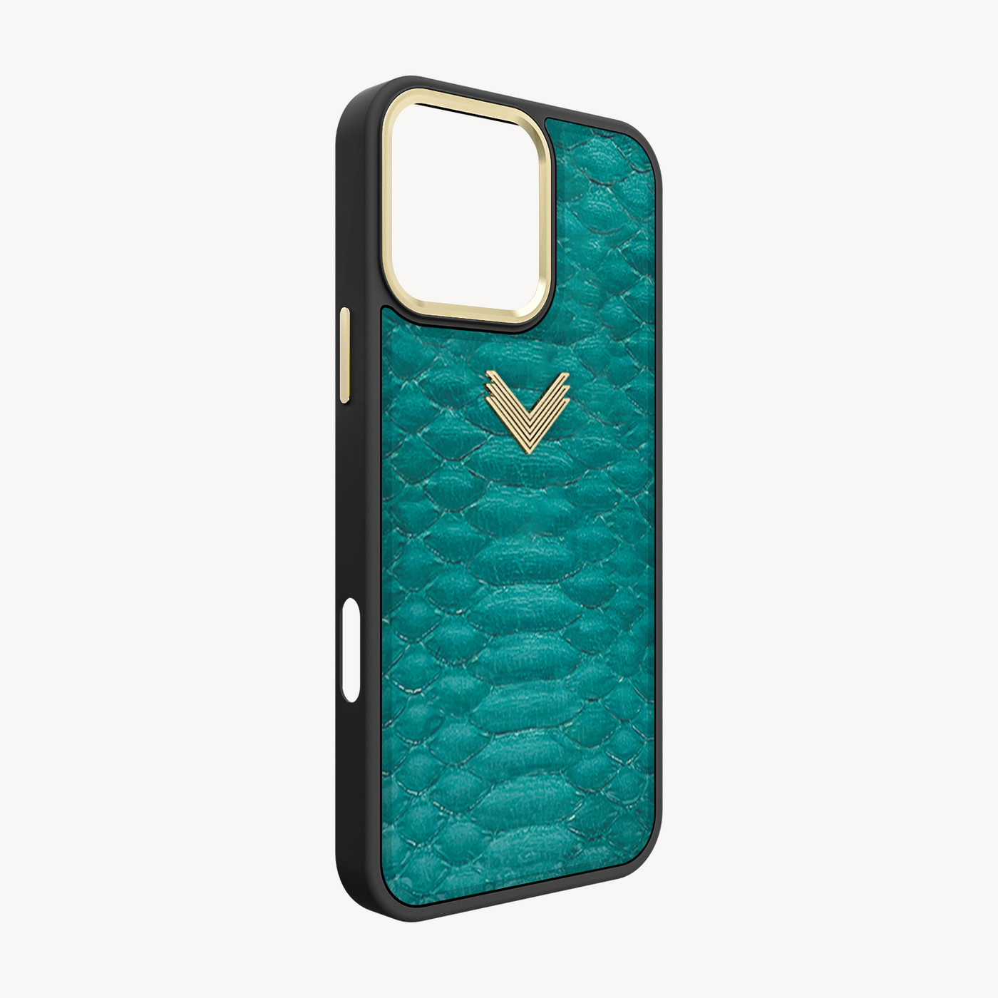 iPhone 16 Pro Max Phone Case, Python Leather, Antique VLogo