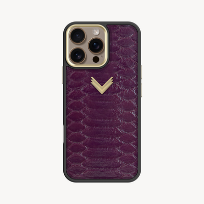 iPhone 16 Pro Max Phone Case, Python Leather, Antique VLogo