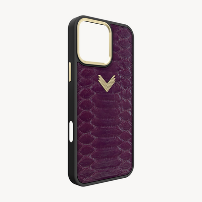 iPhone 16 Pro Phone Case, Python Leather, Antique VLogo