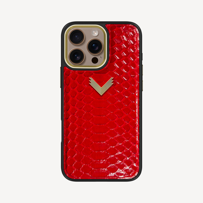 iPhone 16 Pro Max Phone Case, Python Leather, Antique VLogo