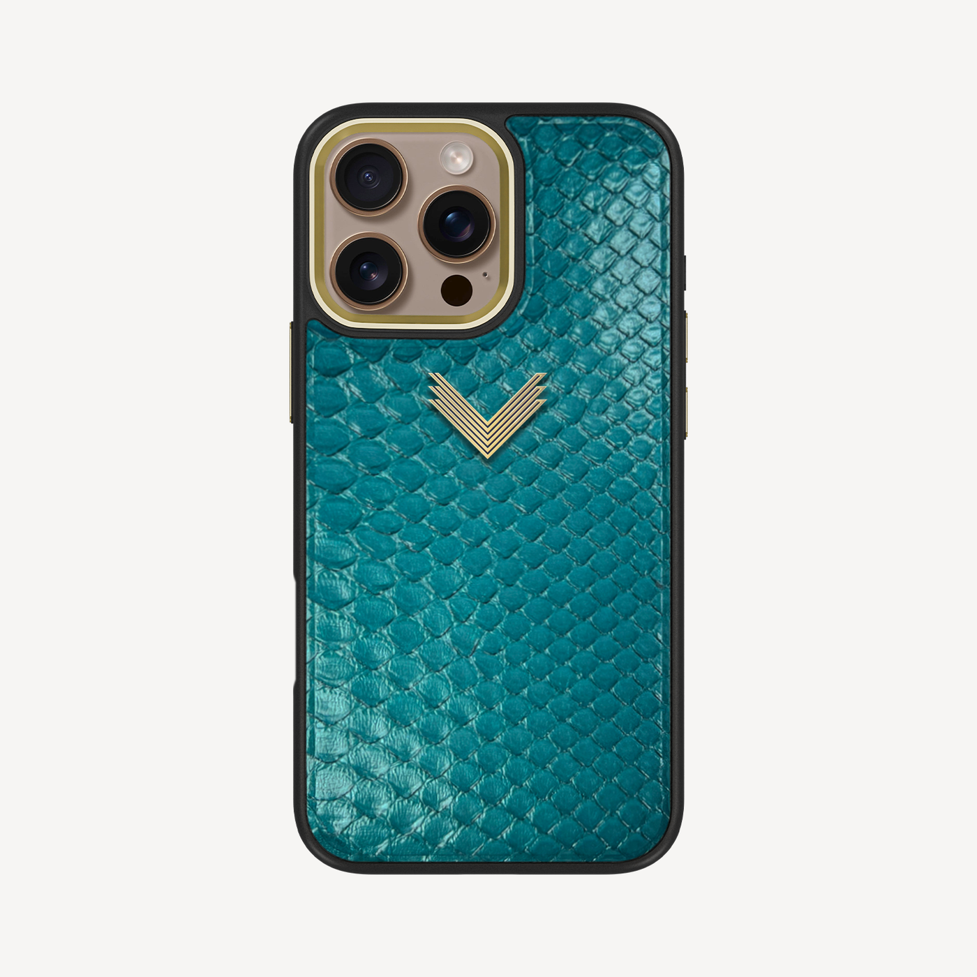 iPhone 16 Pro Max Phone Case, Python Leather, Antique VLogo