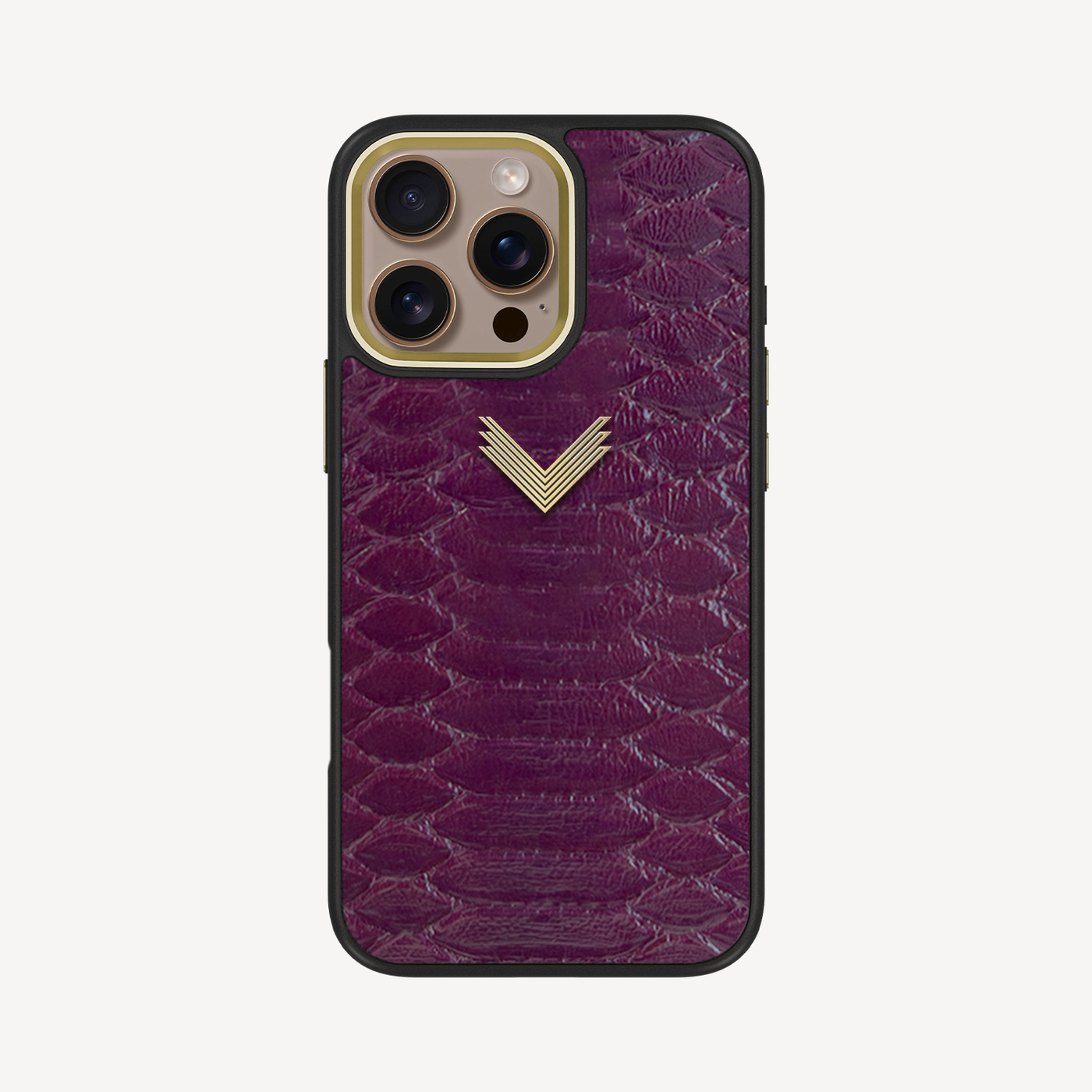 iPhone 16 Pro Max Phone Case, Python Leather, Antique VLogo