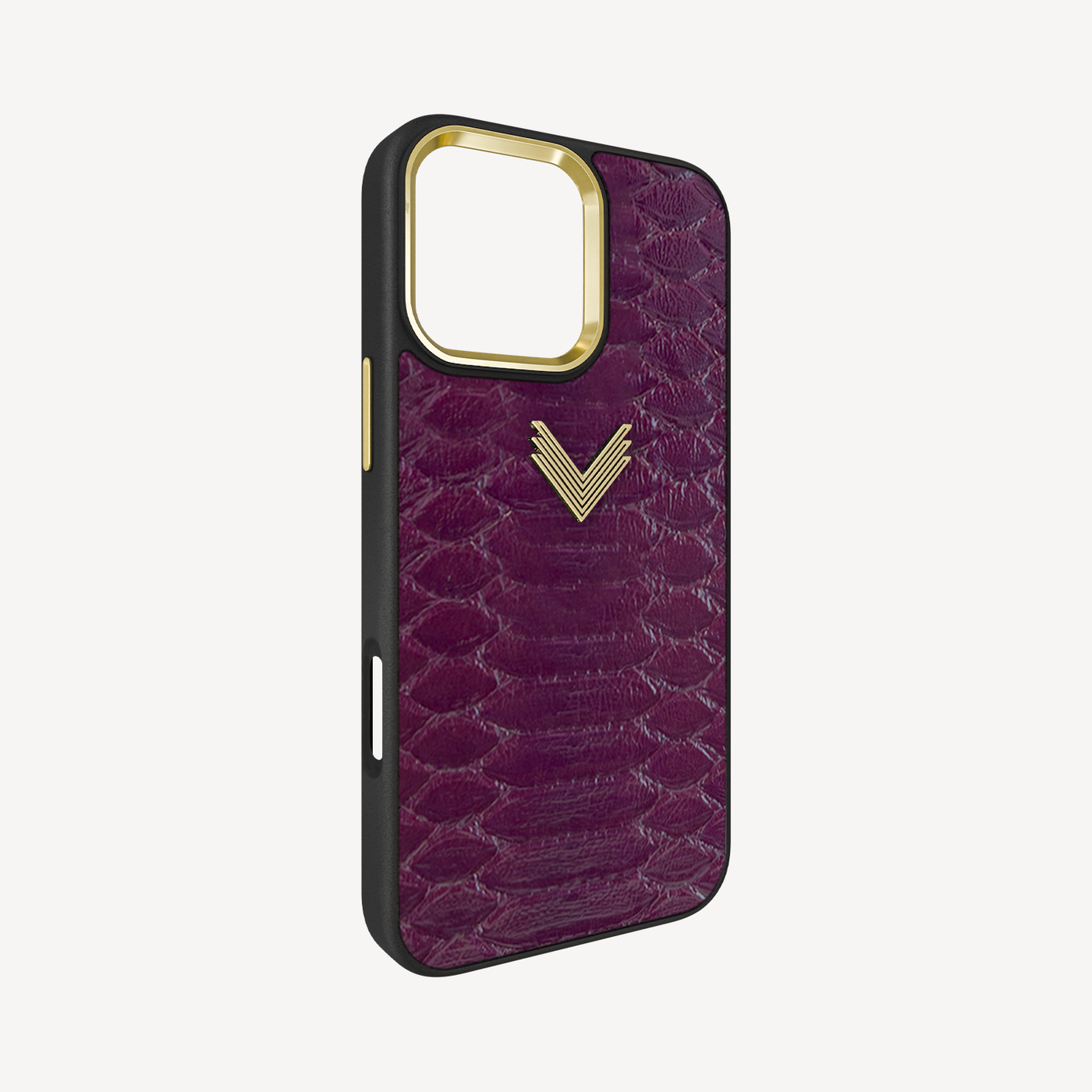 iPhone 16 Pro Max Phone Case, Python Leather, Antique VLogo