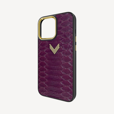 iPhone 16 Pro Max Phone Case, Python Leather, Antique VLogo