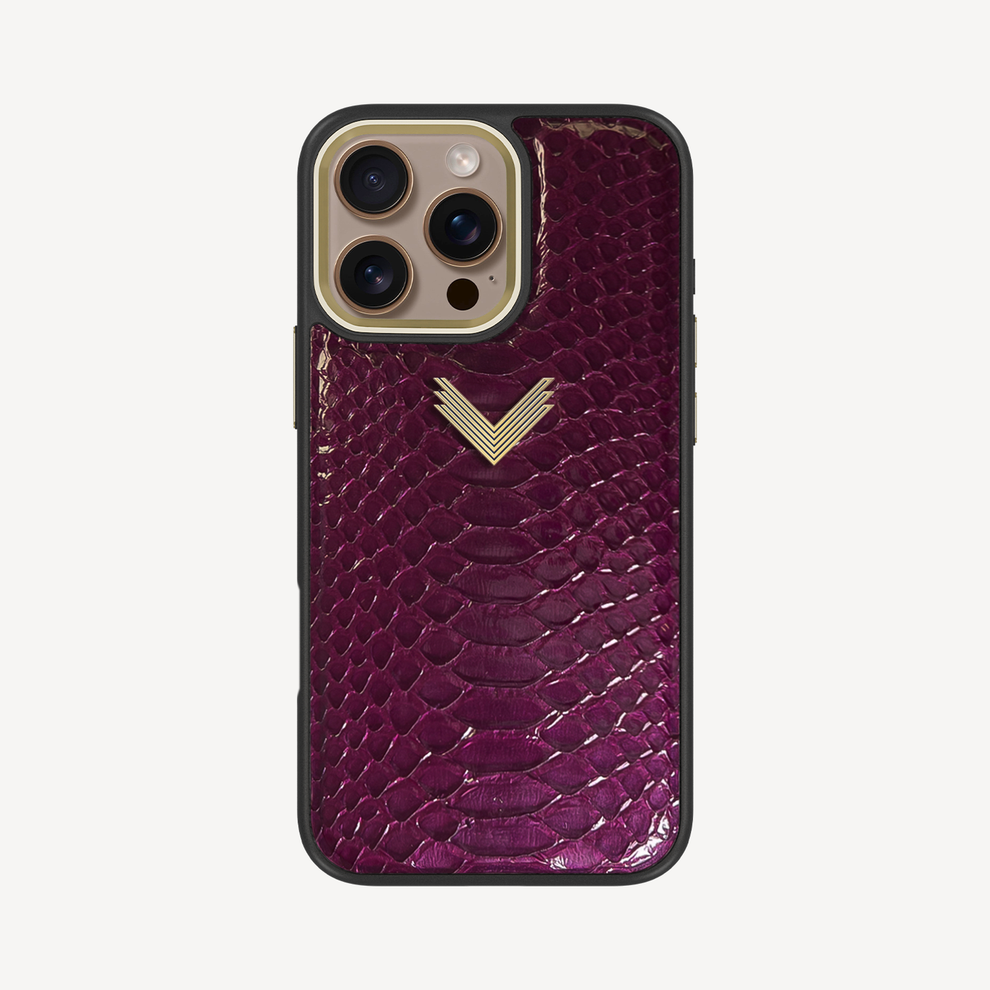 iPhone 16 Pro Max Phone Case, Python Leather, Antique VLogo