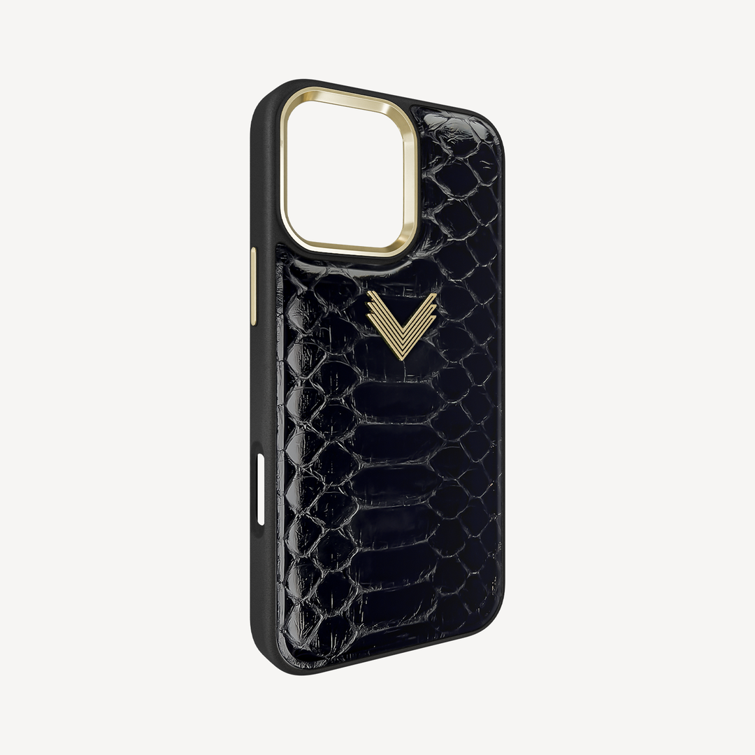 iPhone 16 Pro Max Phone Case, Python Leather, Antique VLogo