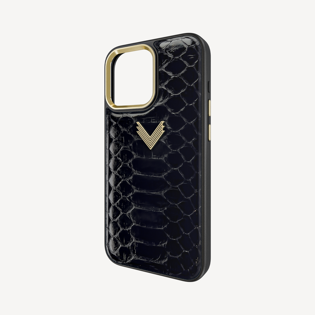 iPhone 16 Pro Max Phone Case, Python Leather, Antique VLogo