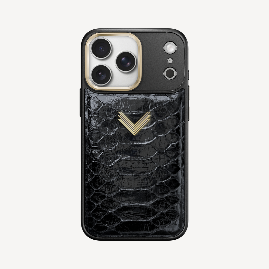 iPhone 17 Pro Max Phone Case, Python Leather, Antique VLogo