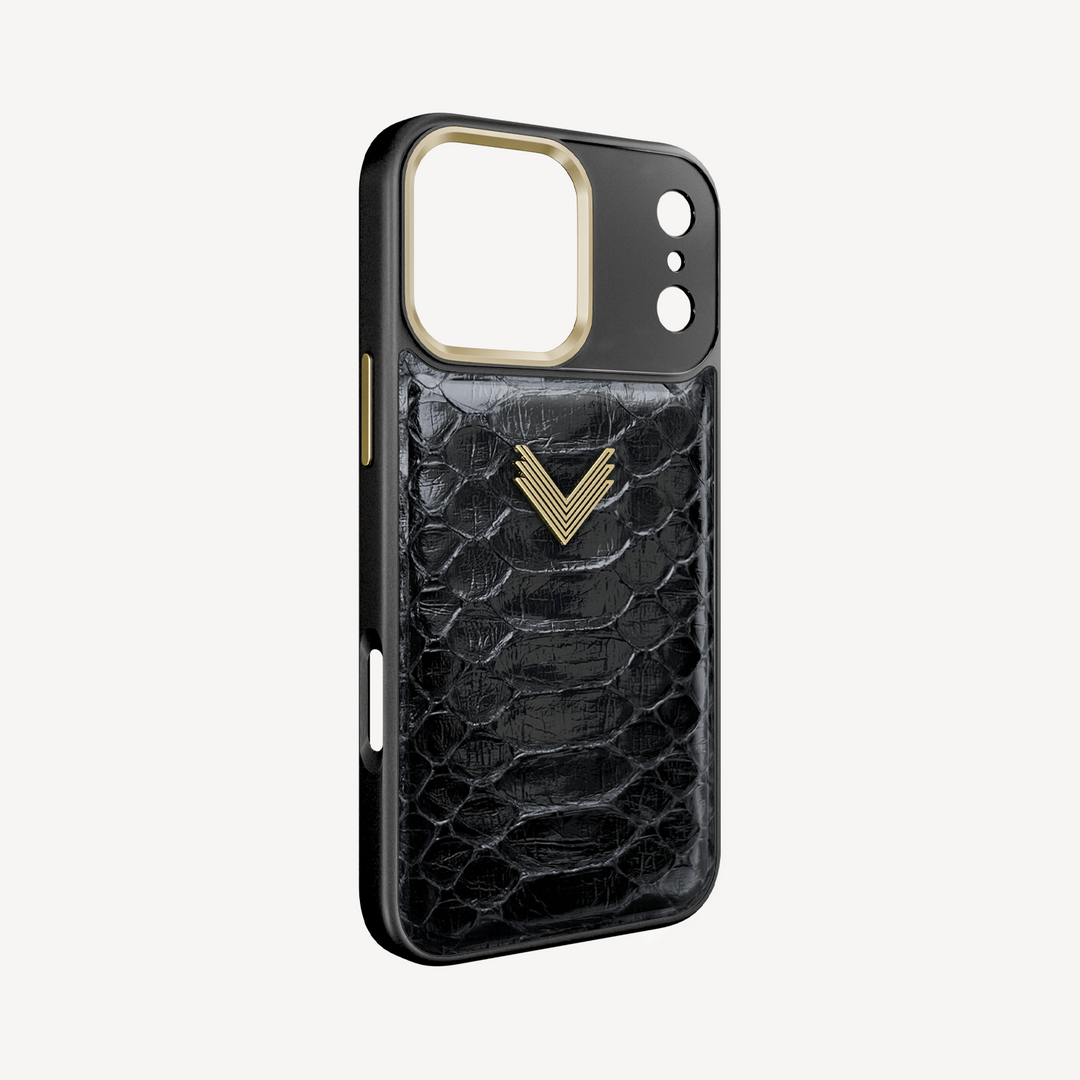 iPhone 17 Pro Max Phone Case, Python Leather, Antique VLogo