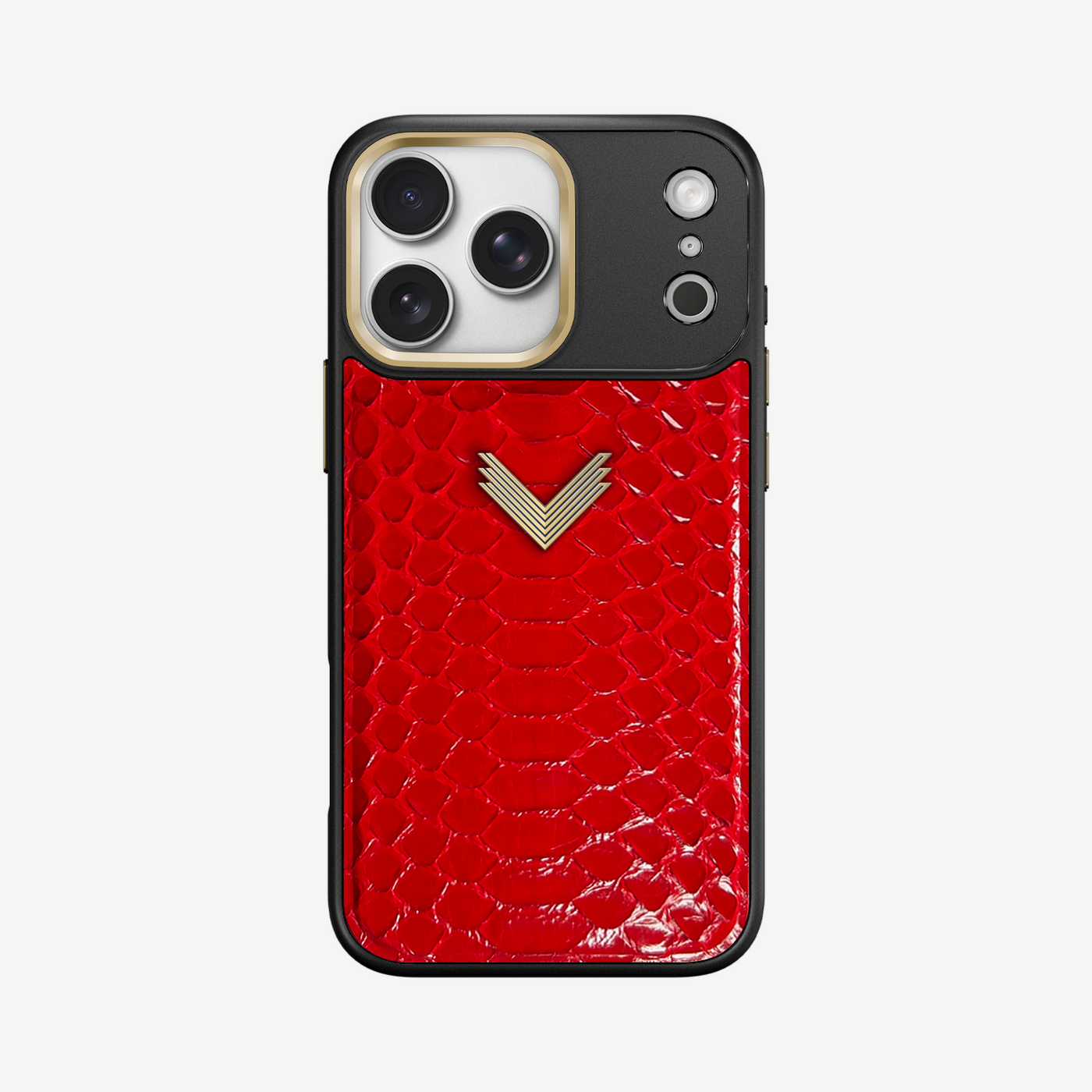 iPhone 17 Pro Max Phone Case, Python Leather, Antique VLogo