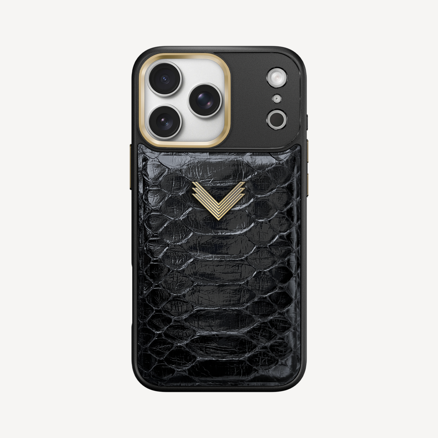 iPhone 17 Pro Max Phone Case, Python Leather, Antique VLogo
