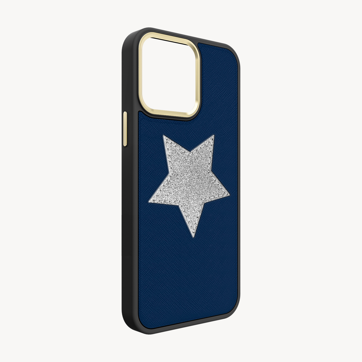 iPhone 13 Pro Phone Case, Saffiano Leather, Glitter V-Star