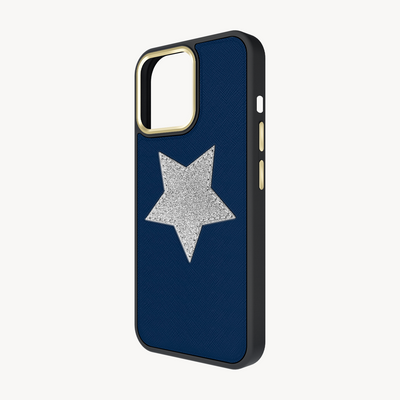 iPhone 13 Pro Phone Case, Saffiano Leather, Glitter V-Star