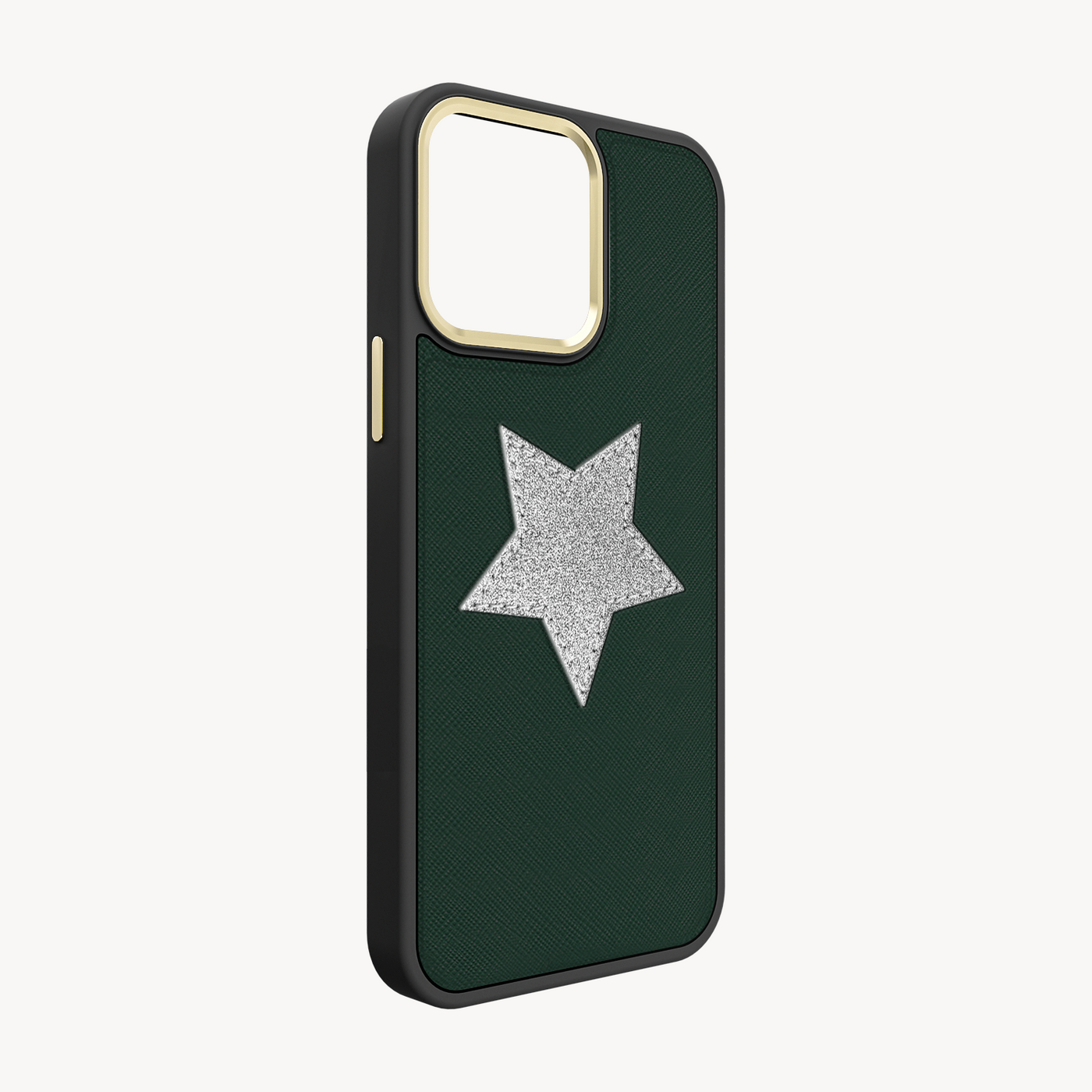 iPhone 13 Pro Max Phone Case, Saffiano Leather, Glitter V-Star