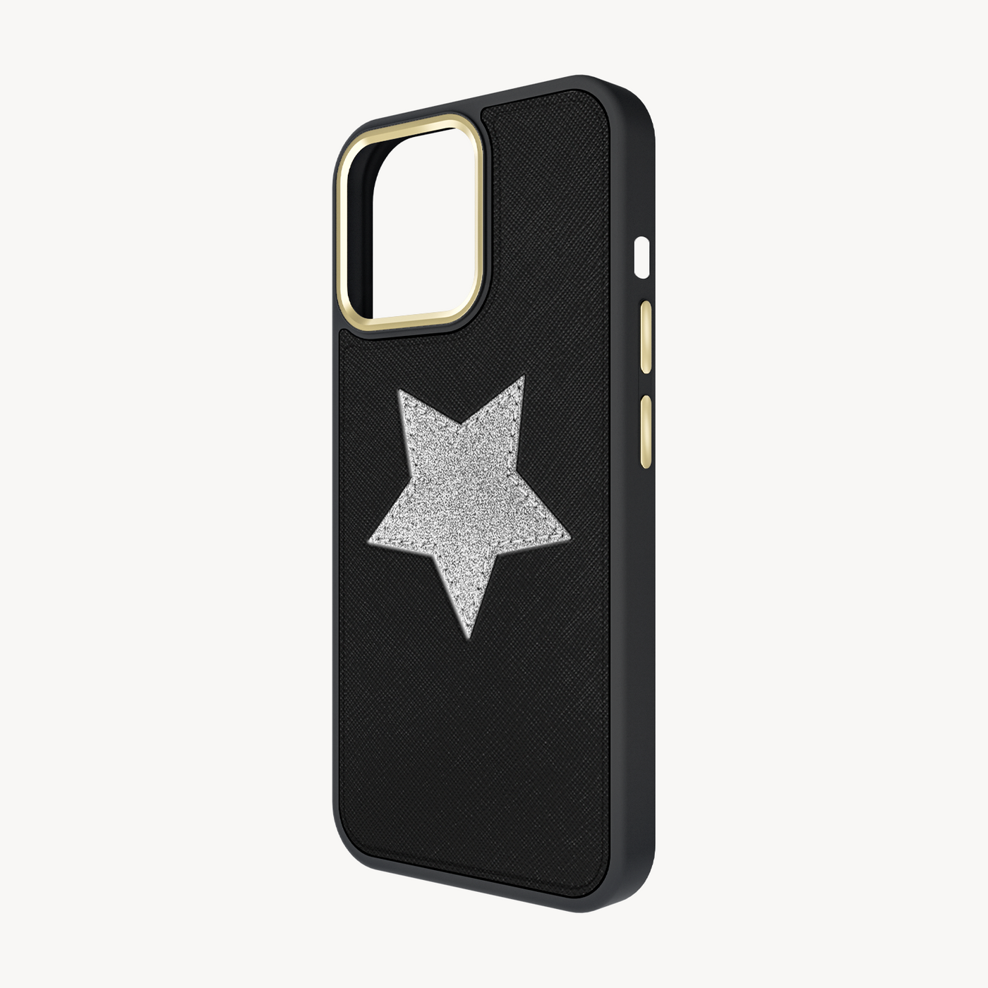 iPhone 13 Pro Max Phone Case, Saffiano Leather, Glitter V-Star