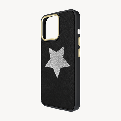 iPhone 14 Pro Max Phone Case, Saffiano Leather, Glitter V-Star