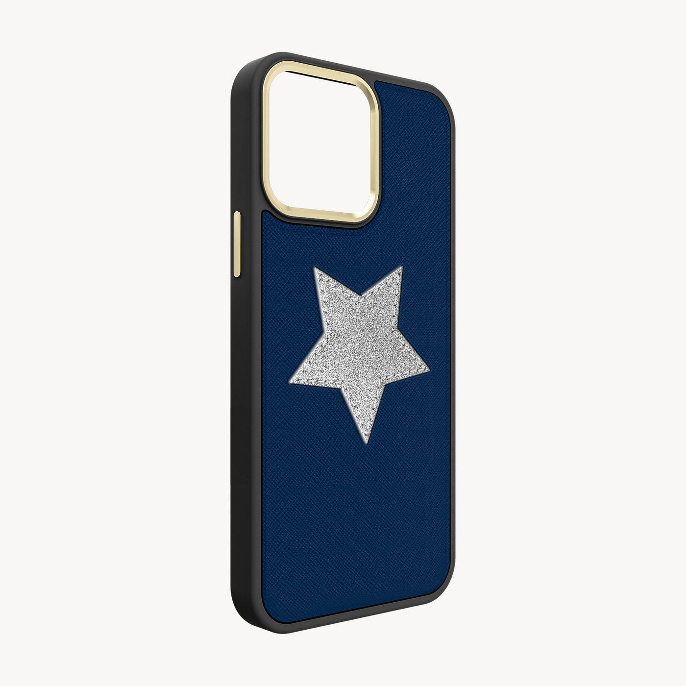 iPhone 13 Pro Max Phone Case, Saffiano Leather, Glitter V-Star