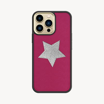 iPhone 13 Pro Max Phone Case, Saffiano Leather, Glitter V-Star