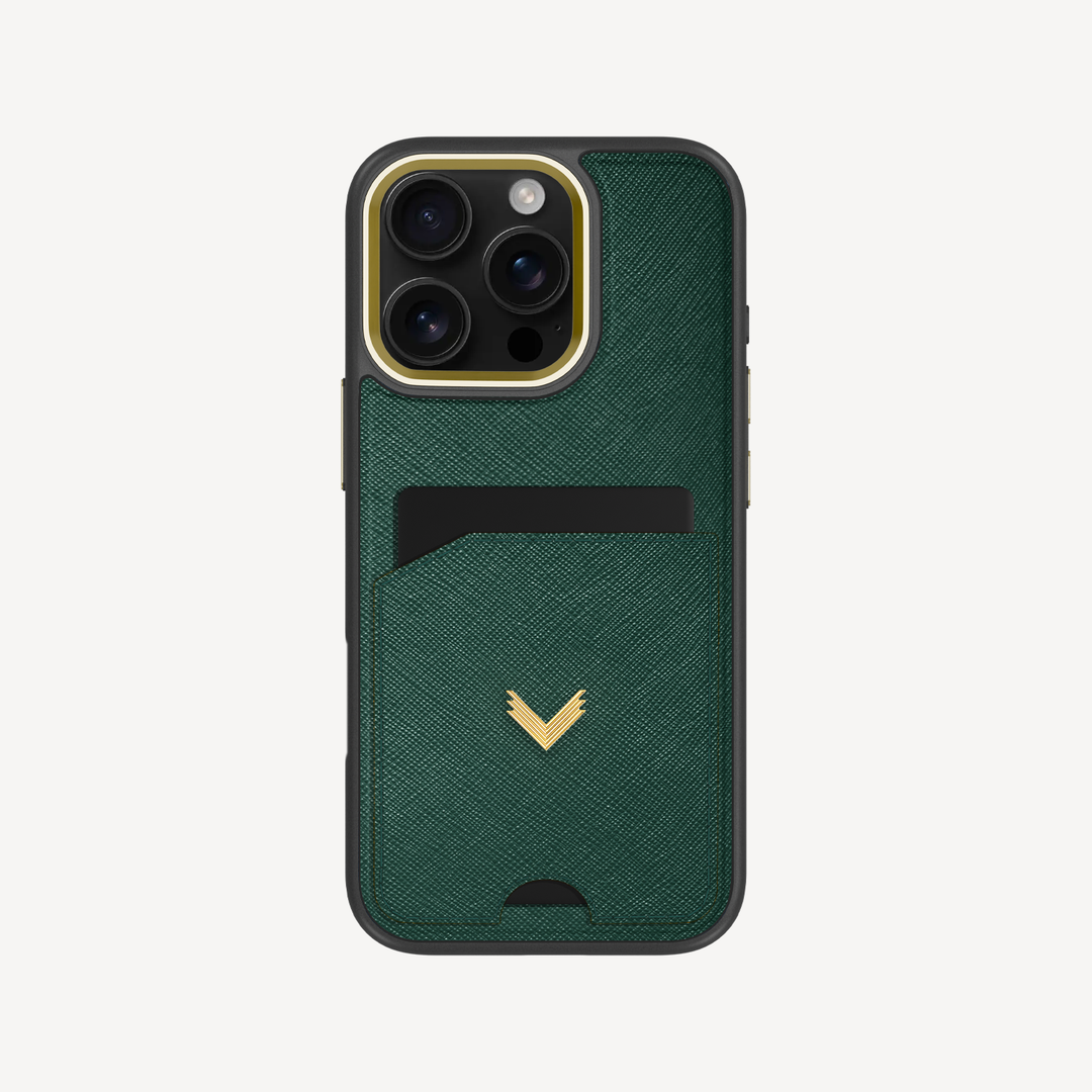 iPhone 16 Pro Phone Case, Saffiano Leather, Card Holder