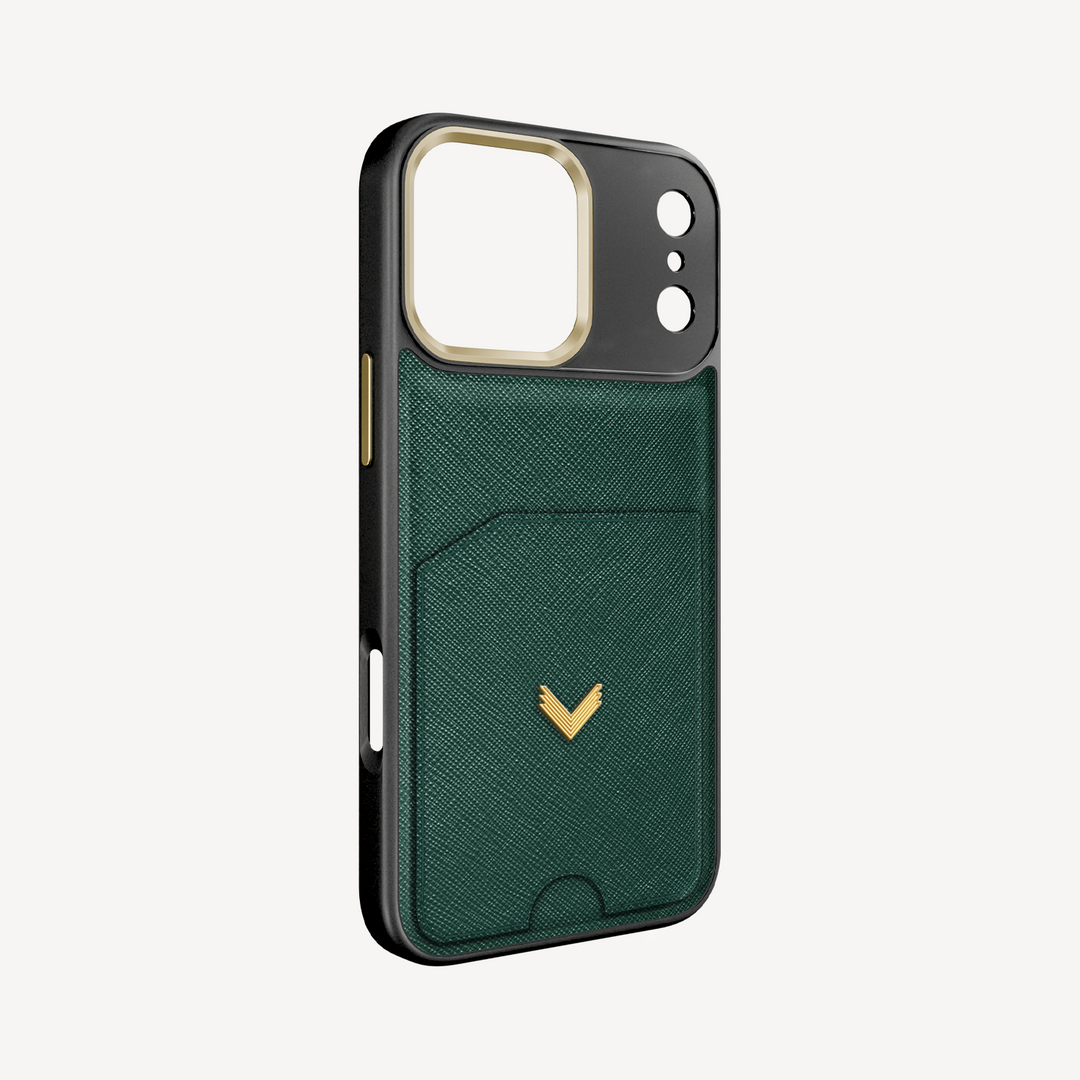iPhone 17 Pro Max Phone Case, Saffiano Leather, Card Holder