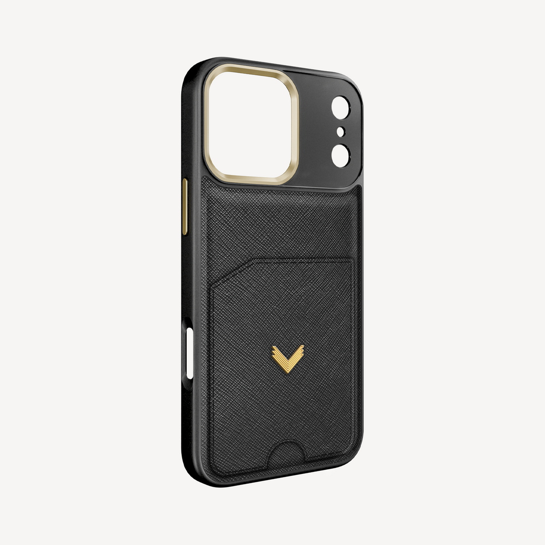 iPhone 17 Pro Phone Case, Saffiano Leather, Card Holder