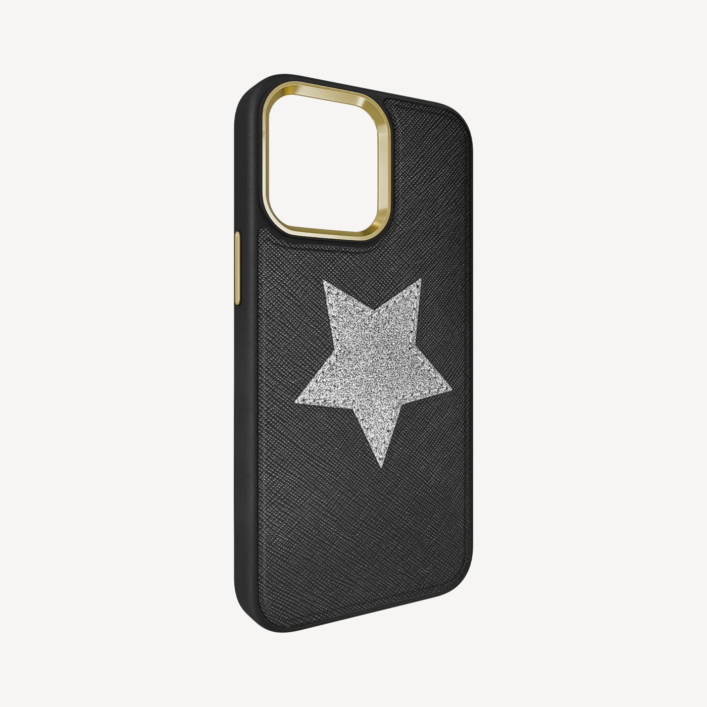 iPhone 13 Pro Phone Case, Saffiano Leather, Glitter V-Star