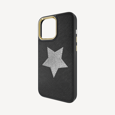 iPhone 13 Pro Max Phone Case, Saffiano Leather, Glitter V-Star