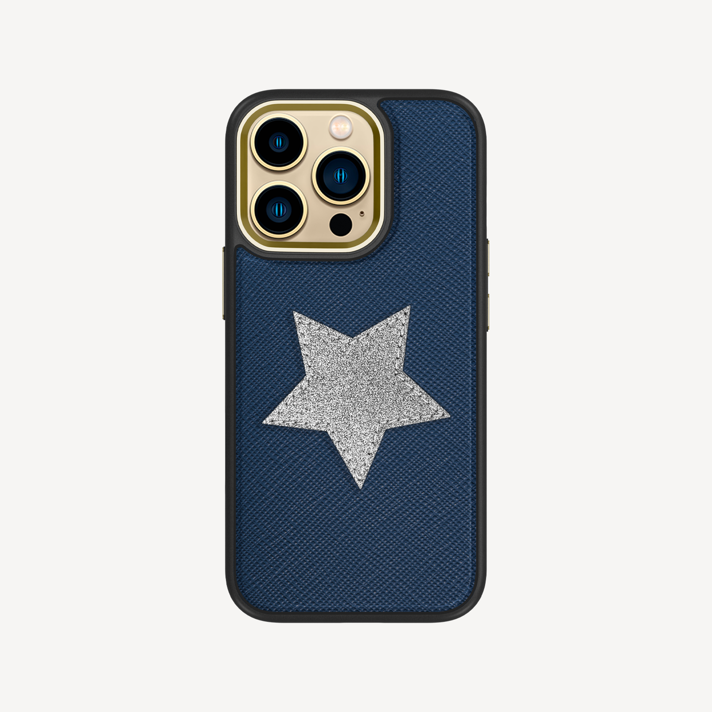 iPhone 13 Pro Phone Case, Saffiano Leather, Glitter V-Star