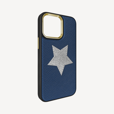 iPhone 13 Pro Max Phone Case, Saffiano Leather, Glitter V-Star